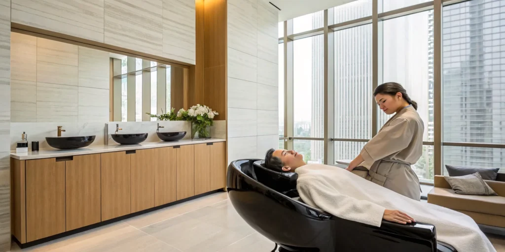 A relaxing scalp massage at a Japanese head spa in Alpharetta, GA.