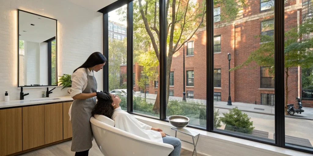 Japanese scalp treatment at a relaxing head spa in Alpharetta, GA.